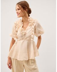 Monsoon - Clarissa Floral Appliqué Top Ivory - Lyst