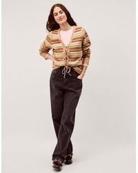 Monsoon - Fran Front Tie Fair Isle Cardigan Natural - Lyst
