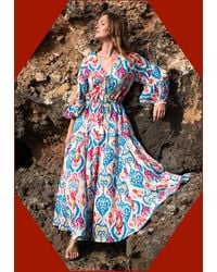 Monsoon - La Galeria Elefante Elizabeth Tie-front Printed Maxi Dress Multi - Lyst