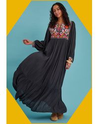 Monsoon - Maison Hotel Women's Black & Pink Sasha Embroidered Tunic Maxi Dress, Size: Xs - Lyst