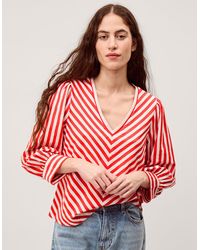 Monsoon - Shayla V-Neck Stripe Jersey Top - Lyst