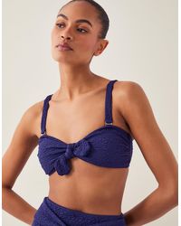 Monsoon - Kyla Tie Front Bandeau Bikini Top Blue - Lyst
