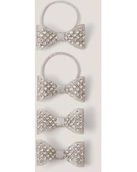 Monsoon - 4-pack Rhinestone Bow Hair Bands & Clips Silver - Lyst