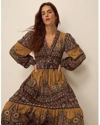 Monsoon - Branwen Floral Print Jersey Midi Dress Yellow - Lyst