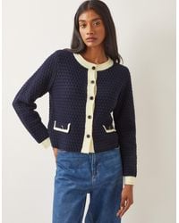 Monsoon - Nancy Smart Waffle Knit Cardigan Blue - Lyst