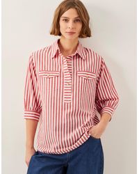 Monsoon - Liv 3/4 Sleeve Stripe Shirt Red - Lyst