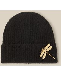 Monsoon - Becky Brooch Beanie Hat - Lyst