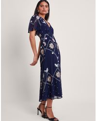 Monsoon - Neela Embroidered Tea Dress Blue - Lyst