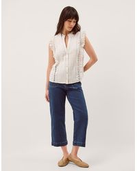 Monsoon - Lacy Sleeveless Broderie Top Ivory - Lyst