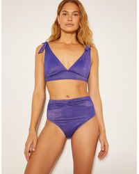 Monsoon - Eve Shimmer High Waisted Bikini Bottom Blue - Lyst