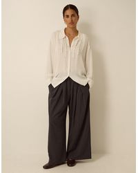 Monsoon - Ambar Pinstripe Wide Leg Trousers Grey - Lyst