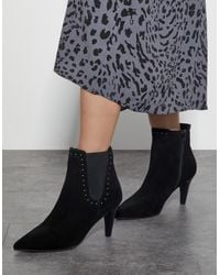 Monsoon - Oriana Suede Stud Heeled Boots Black - Lyst