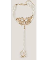Monsoon - Pearl Butterfly Ring & Hand Chain - Lyst