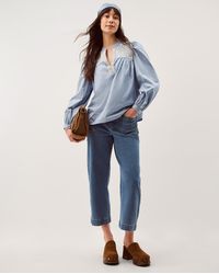 Monsoon - Erica V-neck Embroidered Blouse Blue - Lyst