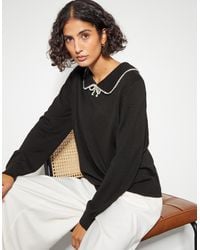 Monsoon - Clara Collar Jumper Black - Lyst