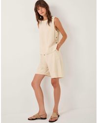 Monsoon - Lucy Linen Blend Longline Shorts Natural - Lyst