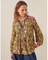 Monsoon - East Kiku Ikat Printed Top Green - Lyst