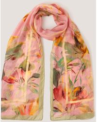 Monsoon - Aimee Lou Floral Square Silk Scarf Pink - Lyst