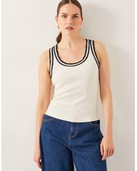 Monsoon - Tate Crochet Trim Tank Top Ivory - Lyst