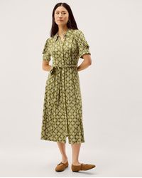 Monsoon - Kalani Geometric Jersey Midi Shirt Dress Green - Lyst