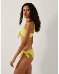 Monsoon - Alina Rib Tie-side Bikini Bottom Green - Lyst