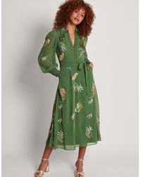 Monsoon - Erin Embroidered Shirt Dress Green - Lyst