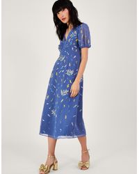 Monsoon - Zena Sequin Tea Dress Blue - Lyst