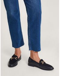 Monsoon - Leather Suede Loafers Black - Lyst