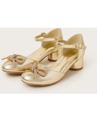 Monsoon - Diamante Bow Two Part Heels Gold - Lyst