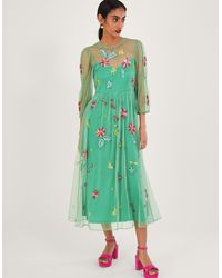 Monsoon - Rosa Embellished Midi Dress Green - Lyst