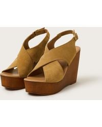 Monsoon - Willow Suede Wedge Sandals Tan - Lyst