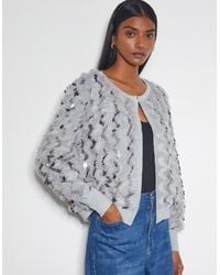 Monsoon - Sienna Sequin Embellished Cardigan Grey - Lyst