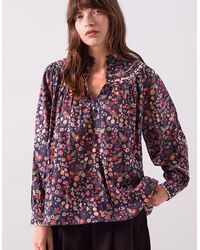 Monsoon - East Mariel Floral Print Cotton Blouse Multi - Lyst