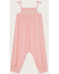 Monsoon - Baby Shirred Jumpsuit Pink - Lyst