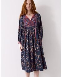 Monsoon - East Elenie Embroidered Midi Dress Black - Lyst