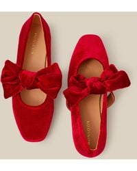 Monsoon - Jolie Velvet Mary Jane Ballet Flats Red - Lyst