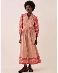 Monsoon - East Devyn Hand Woodblock Cotton Dress Pink - Lyst