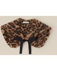 Monsoon - Niya Leopard Print Faux Fur Collar - Lyst
