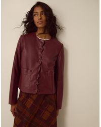 Monsoon - Penelope Scallop Faux Leather Jacket Red - Lyst