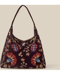 Monsoon - Hatti Embroidered Velvet Slouchy Shoulder Bag - Lyst