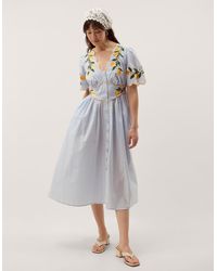 Monsoon - Marisol Lemon Stripe Midi Dress - Lyst