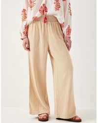Monsoon - East Stephanie Crinkled Cotton Trousers Natural - Lyst