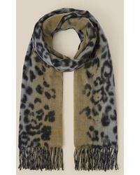 Monsoon - Women's Grey Animal Print Archi Tassel Scarf, Size: 70x195cm - Lyst