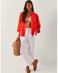 Monsoon - Jolie Short Linen Wide Leg Trousers White - Lyst