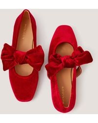 Monsoon - Jolie Velvet Mary Jane Ballet Flats Red - Lyst