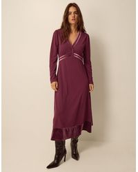 Monsoon - Viv Velvet V-Neck Midi Dress - Lyst