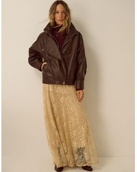 Monsoon - Grace Faux Leather Bomber Jacket Brown - Lyst