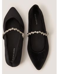 Monsoon - Georgia Embellished Velvet Ballet Flats Black - Lyst