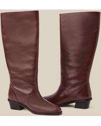Monsoon - Indi Leather Knee High Boots Red - Lyst