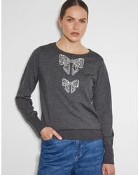 Monsoon - Di Sequin Bow Crew Neck Jumper Grey - Lyst